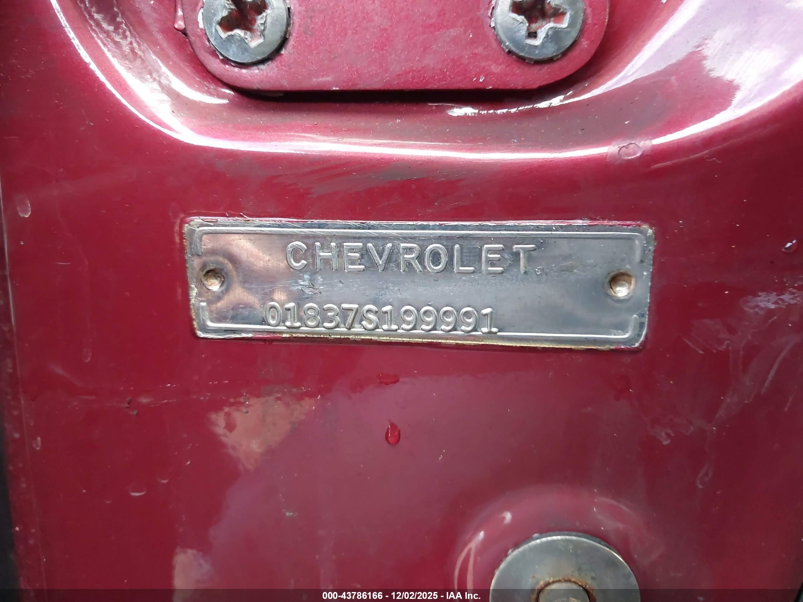 1960 Chevrolet Impala   Бордовый vin: 01837S199991     