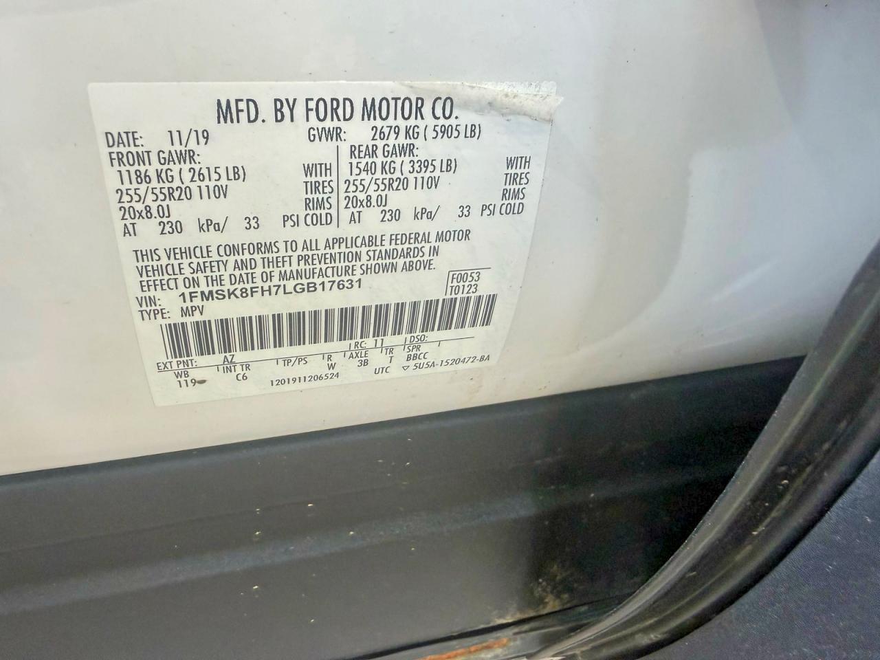 2020 Ford Explorer Limited White vin: 1FMSK8FH7LGB17631