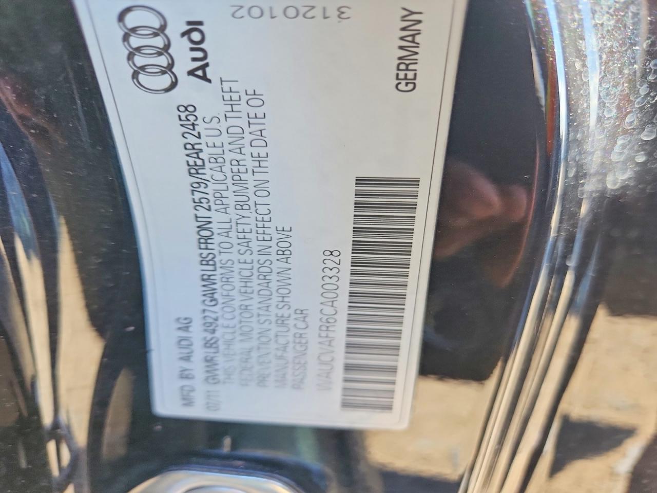2012 Audi S5 Premium Plus Черный vin: WAUCVAFR6CA003328