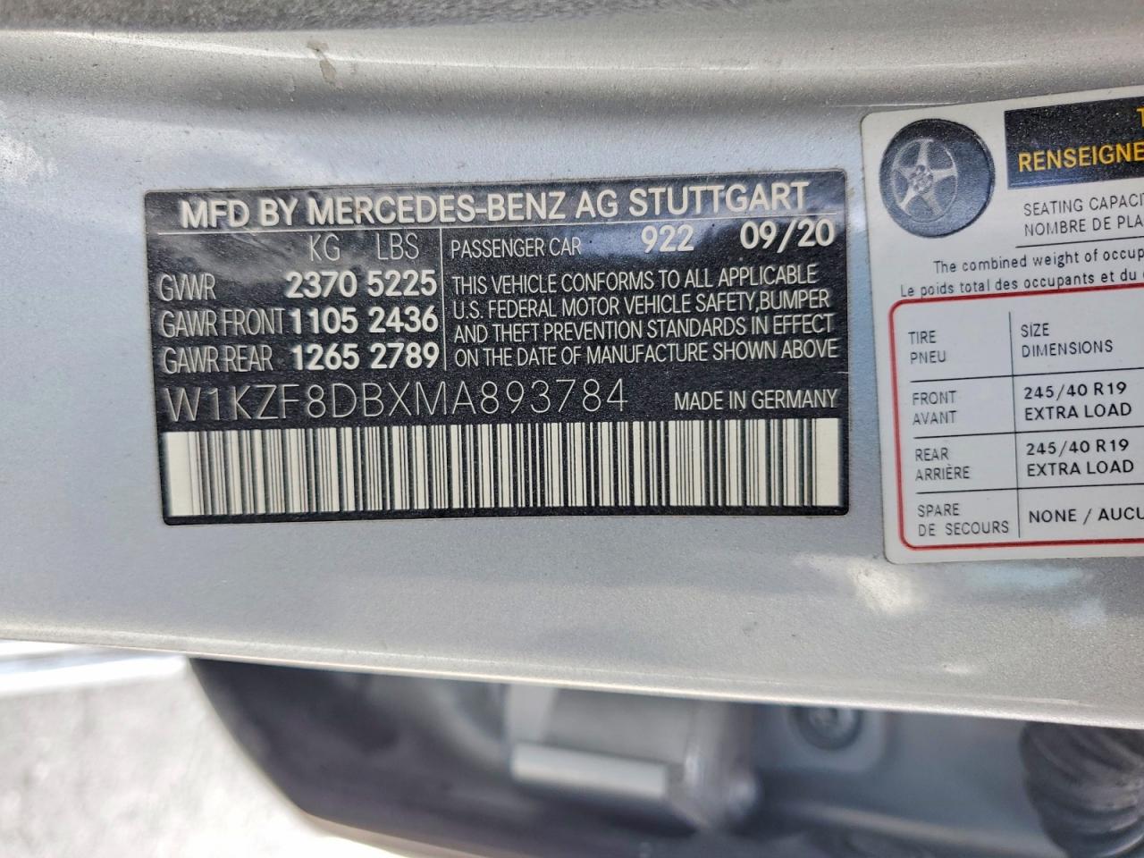 2021 Mercedes-benz E 350 Silver vin: W1KZF8DBXMA893784