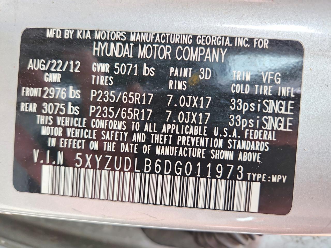 2013 Hyundai Santa Fe Sport 2.4l Серебряный vin: 5XYZUDLB6DG011973