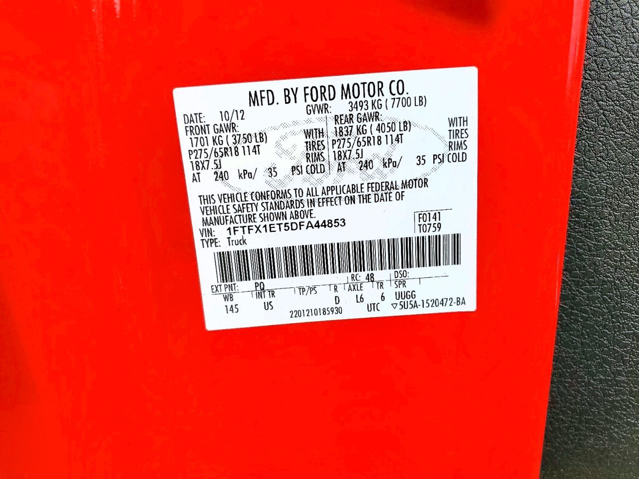 2013 Ford F150 Super Cab Red vin: 1FTFX1ET5DFA44853