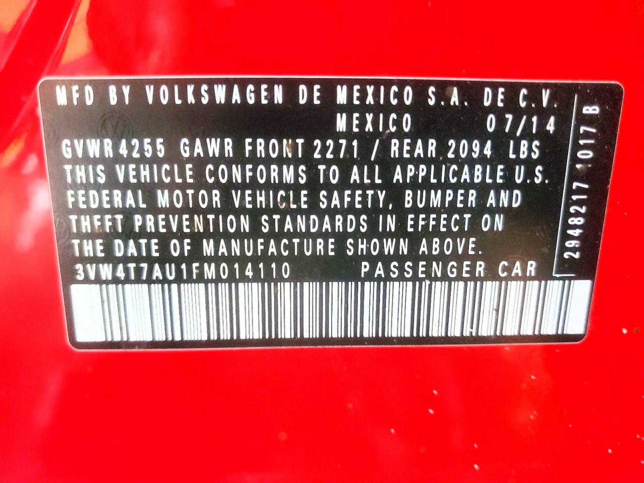 2015 Volkswagen Gti Red vin: 3VW4T7AU1FM014110