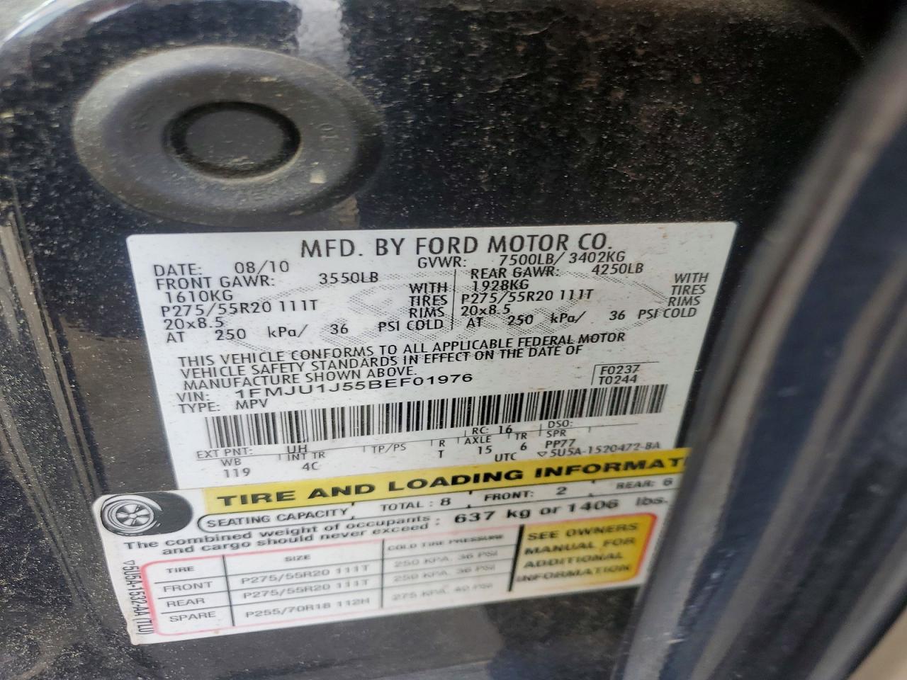 2011 Ford Expedition Xlt Black vin: 1FMJU1J55BEF01976