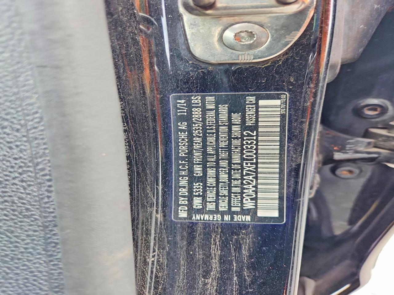 2015 Porsche Panamera 2 Черный vin: WP0AA2A7XFL003312