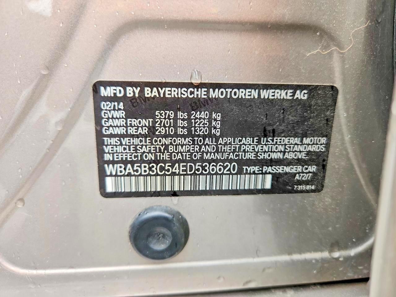 2014 Bmw 535 Xi Tan vin: WBA5B3C54ED536620