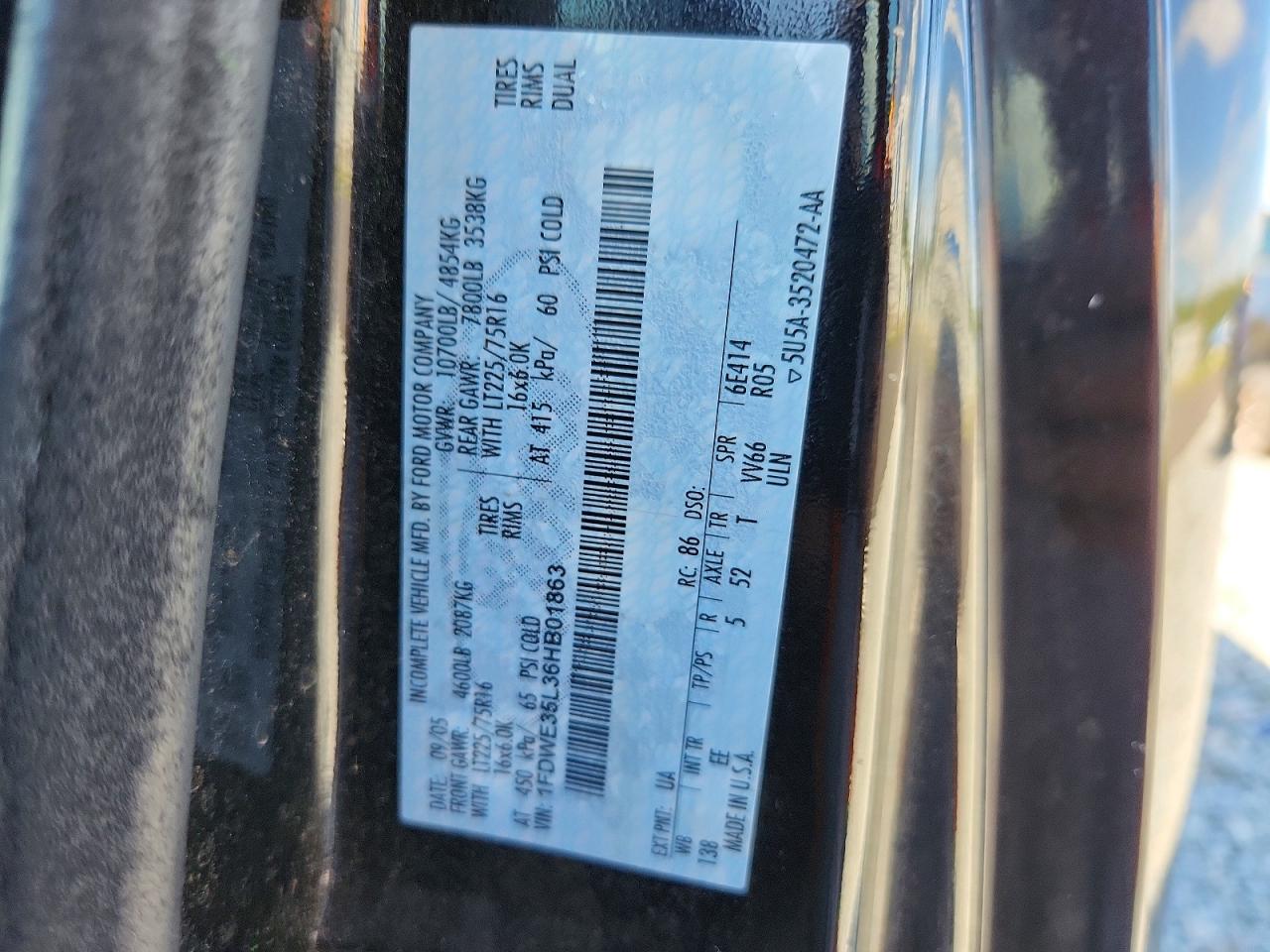 2006 Ford Econoline E350 Super Duty Cutaway Van Black vin: 1FDWE35L36HB01863