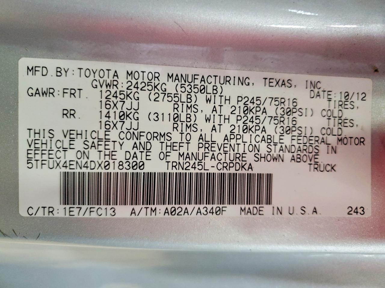 2013 Toyota Tacoma Access Cab Silver vin: 5TFUX4EN4DX018300