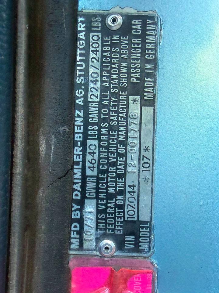 1972 Mercedes-benz 350sl Blue vin: 10704412001778