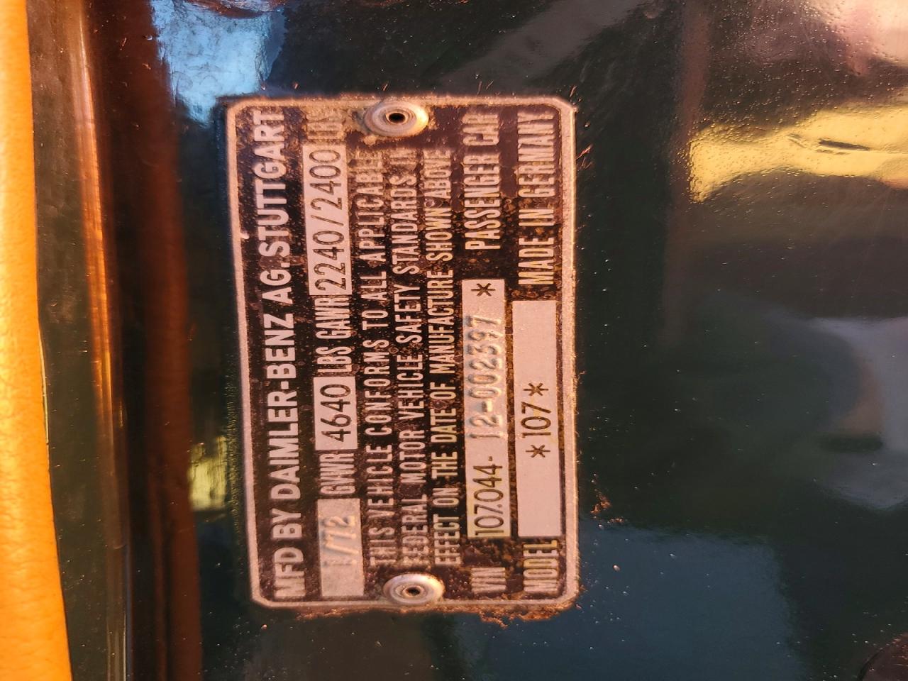 1972 Mercedes Benz 350 Green vin: 10704412002397