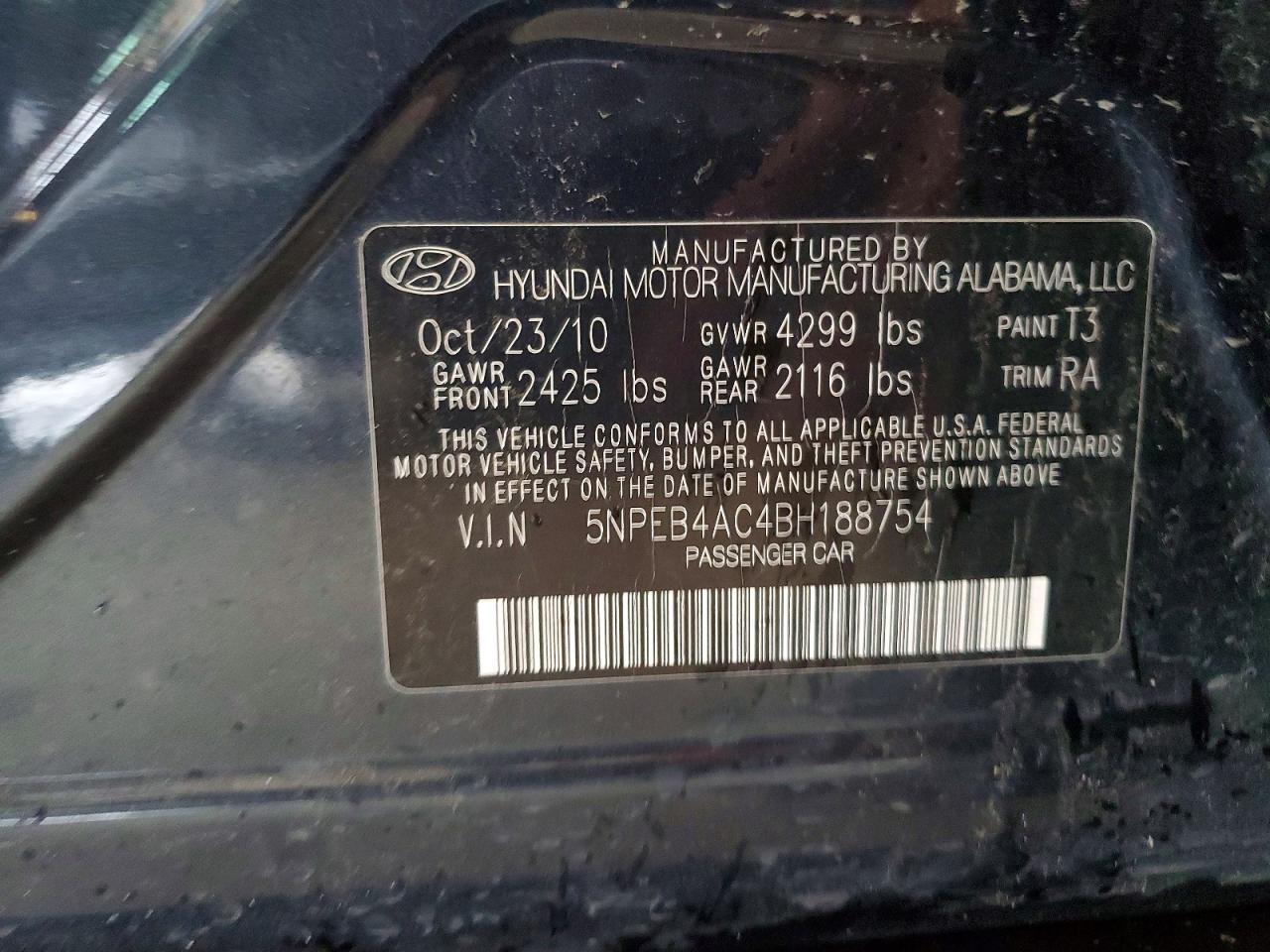 2011 Hyundai Sonata Gls Blue vin: 5NPEB4AC4BH188754