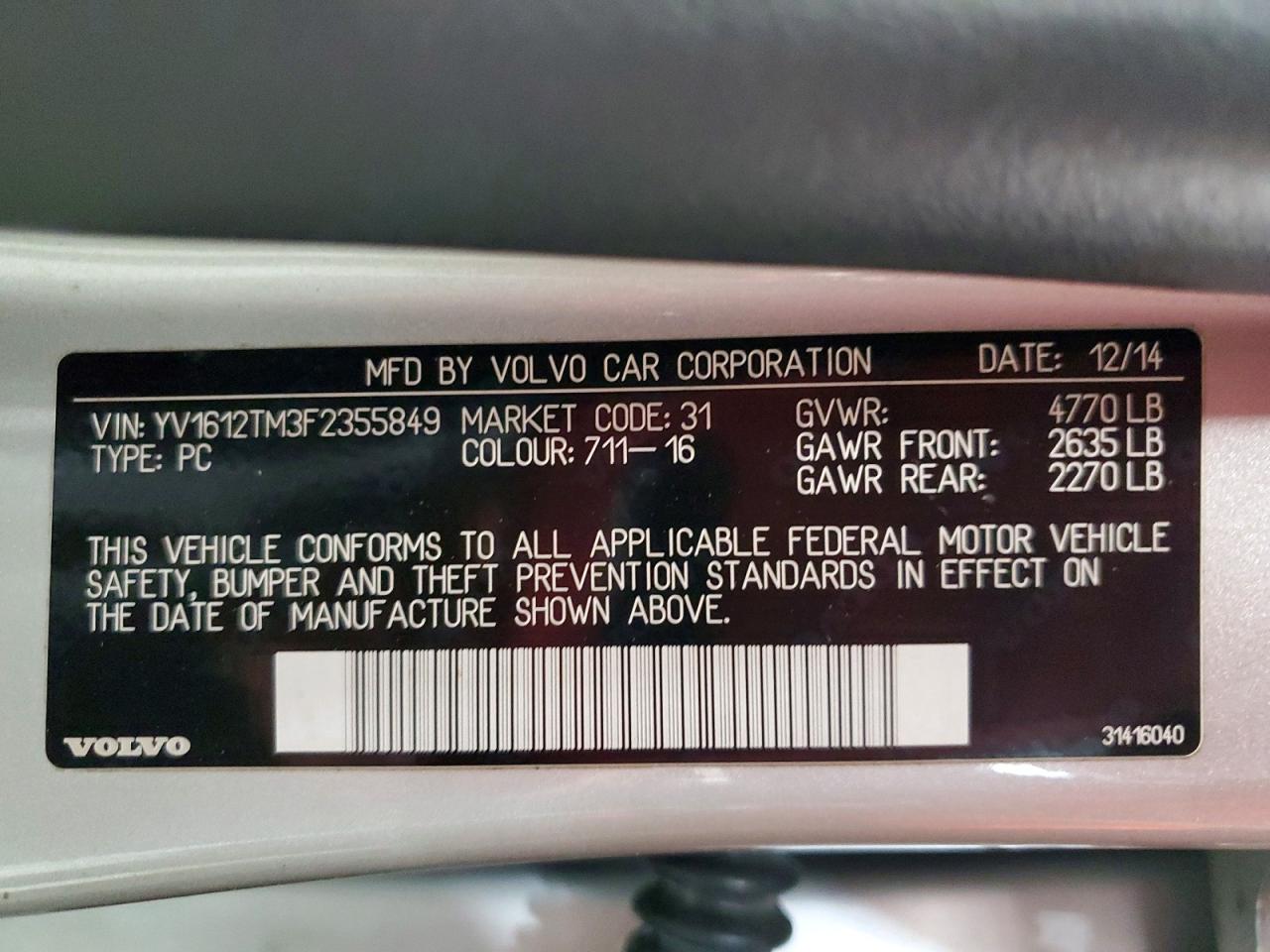 2015 Volvo S60 Platinum Silver vin: YV1612TM3F2355849