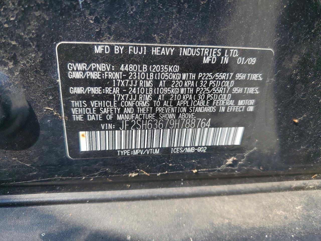 2009 Subaru Forester 2.5x Premium Blue vin: JF2SH63679H788764