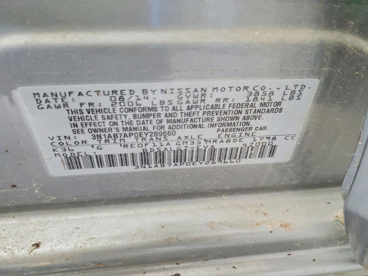 2014 Nissan Sentra Sl Silver vin: 3N1AB7AP0EY289660