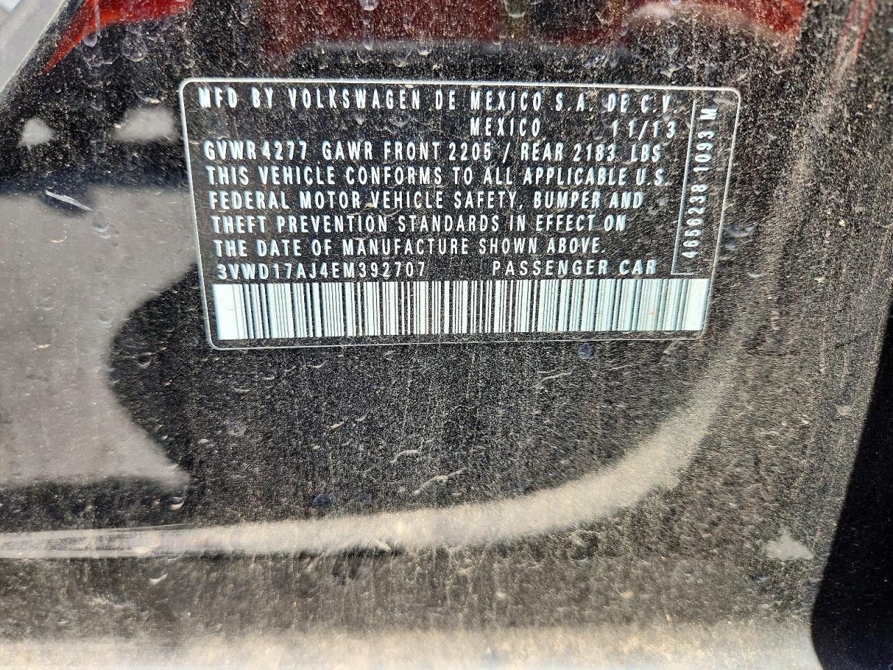 2014 Volkswagen Jetta Se Black vin: 3VWD17AJ4EM392707