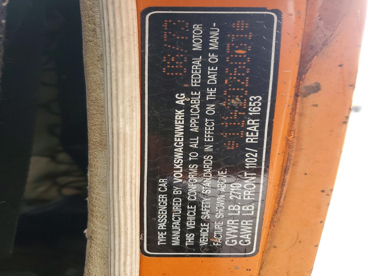 1974 Volkswagen Beetle Orange vin: 1142026031