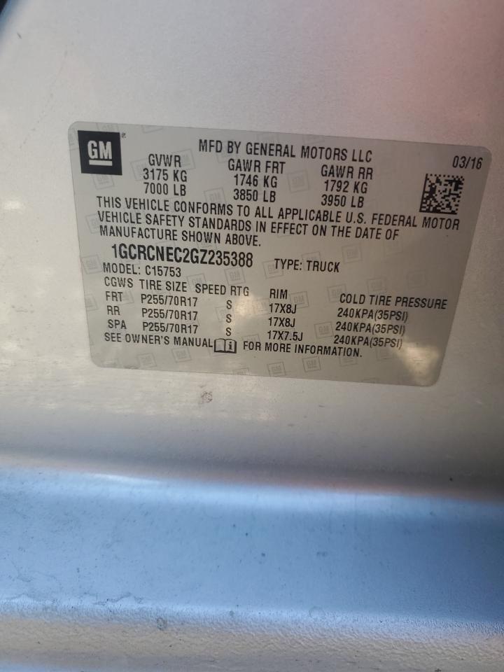 2016 Chevrolet Silverado C1500 Silver vin: 1GCRCNEC2GZ235388