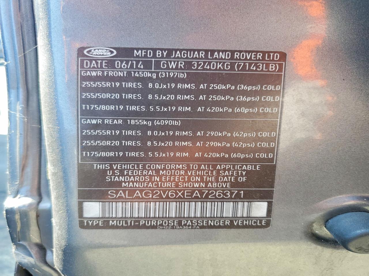 2014 Land Rover Lr4 Hse Gray vin: SALAG2V6XEA726371