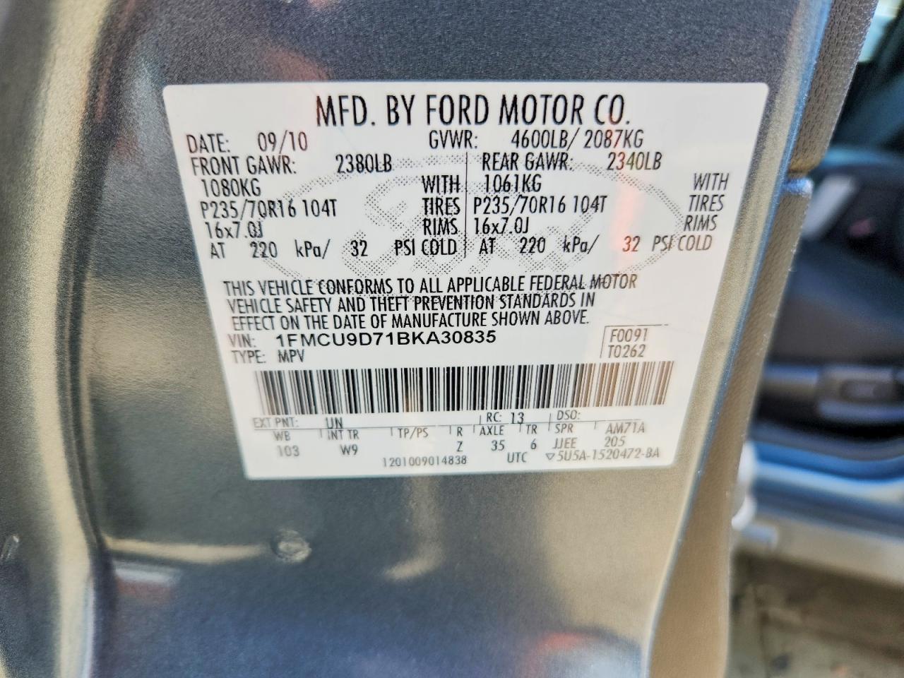 2011 Ford Escape Xlt Blue vin: 1FMCU9D71BKA30835