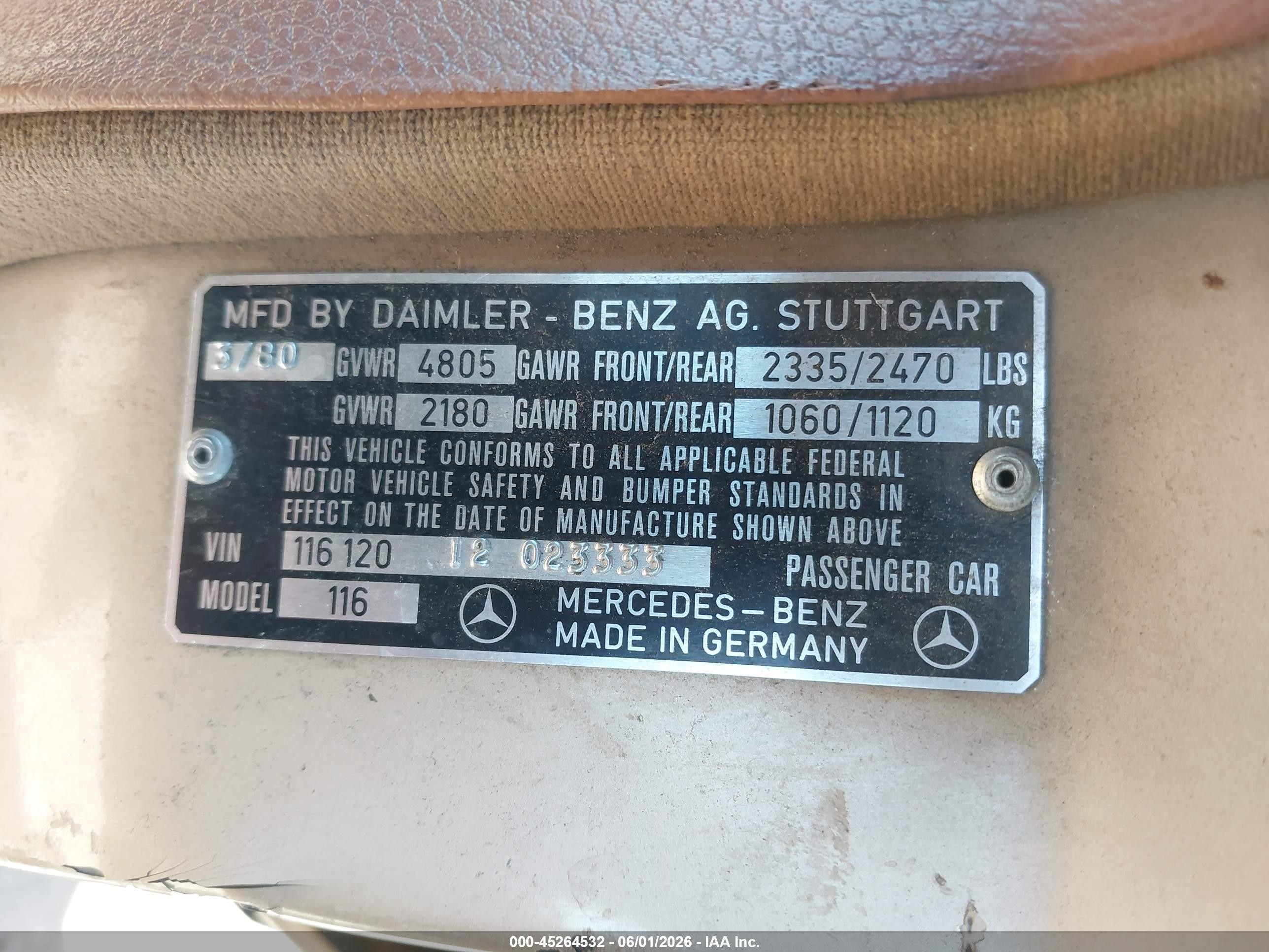1980 Mercedes Benz 300 Brown vin: 11612012023333