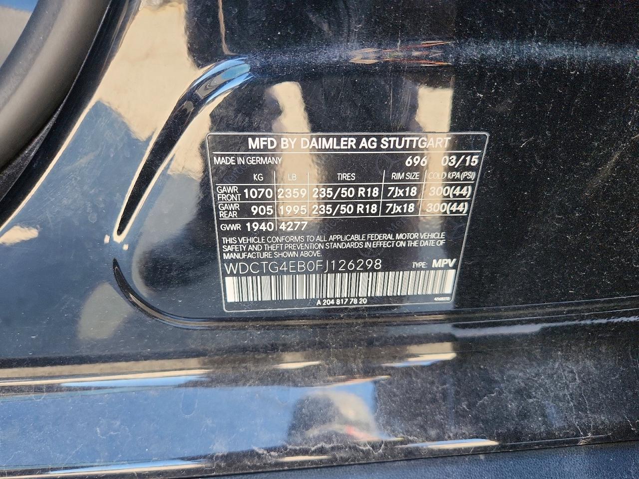 2015 Mercedes-benz Gla 250 Black vin: WDCTG4EB0FJ126298