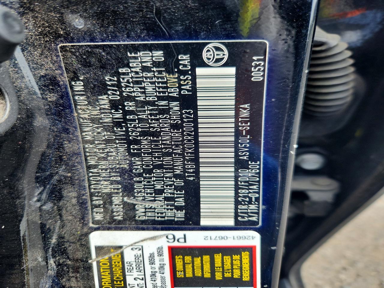 2012 Toyota Camry Le Black vin: 4T4BF1FK0CR200123