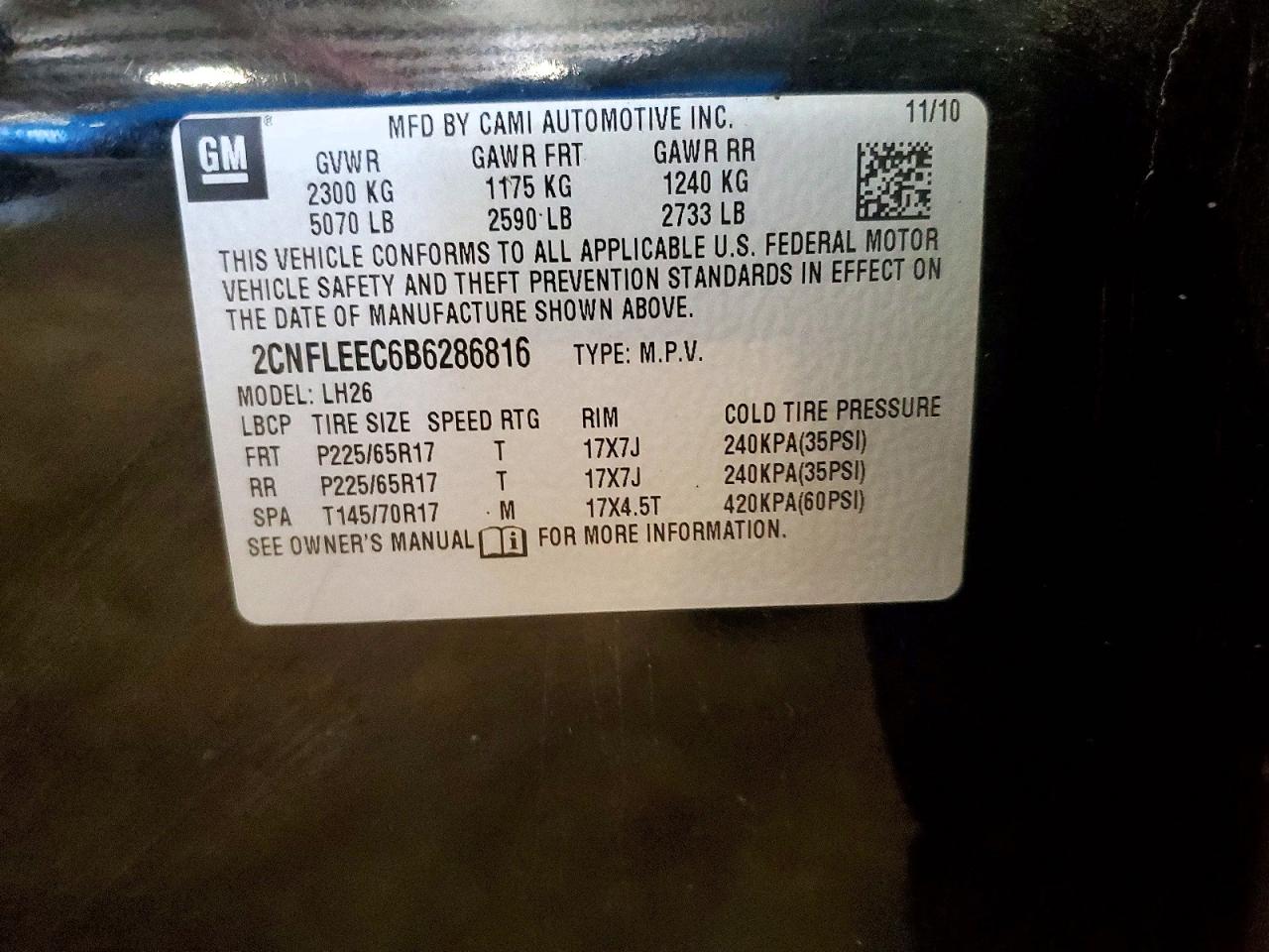 2011 Chevrolet Equinox Lt Черный vin: 2CNFLEEC6B6286816
