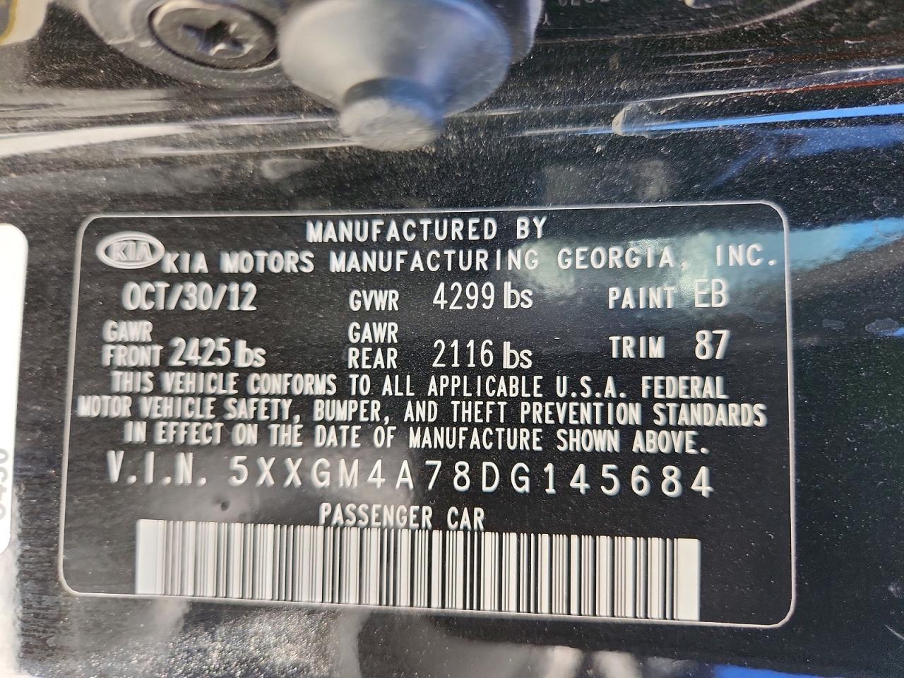 2013 Kia Optima Lx Black vin: 5XXGM4A78DG145684
