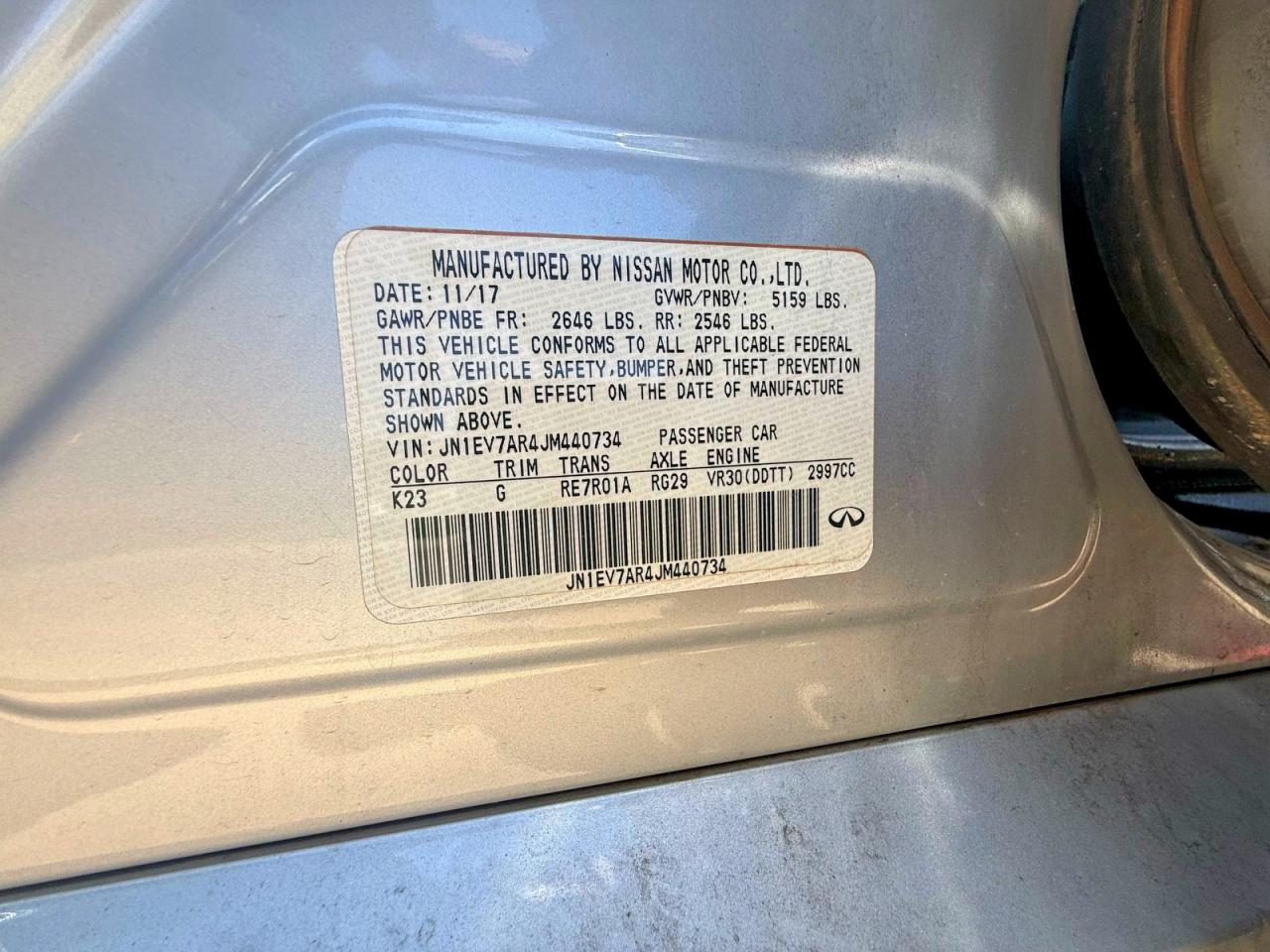 2018 Infiniti Q50 3.0t Luxe Silver vin: JN1EV7AR4JM440734