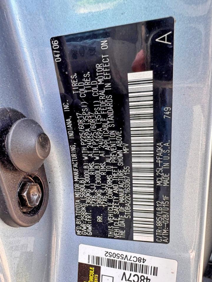 2006 Toyota Sienna Xle Limited 7 Passenger Blue vin: 5TDBA22C16S067155