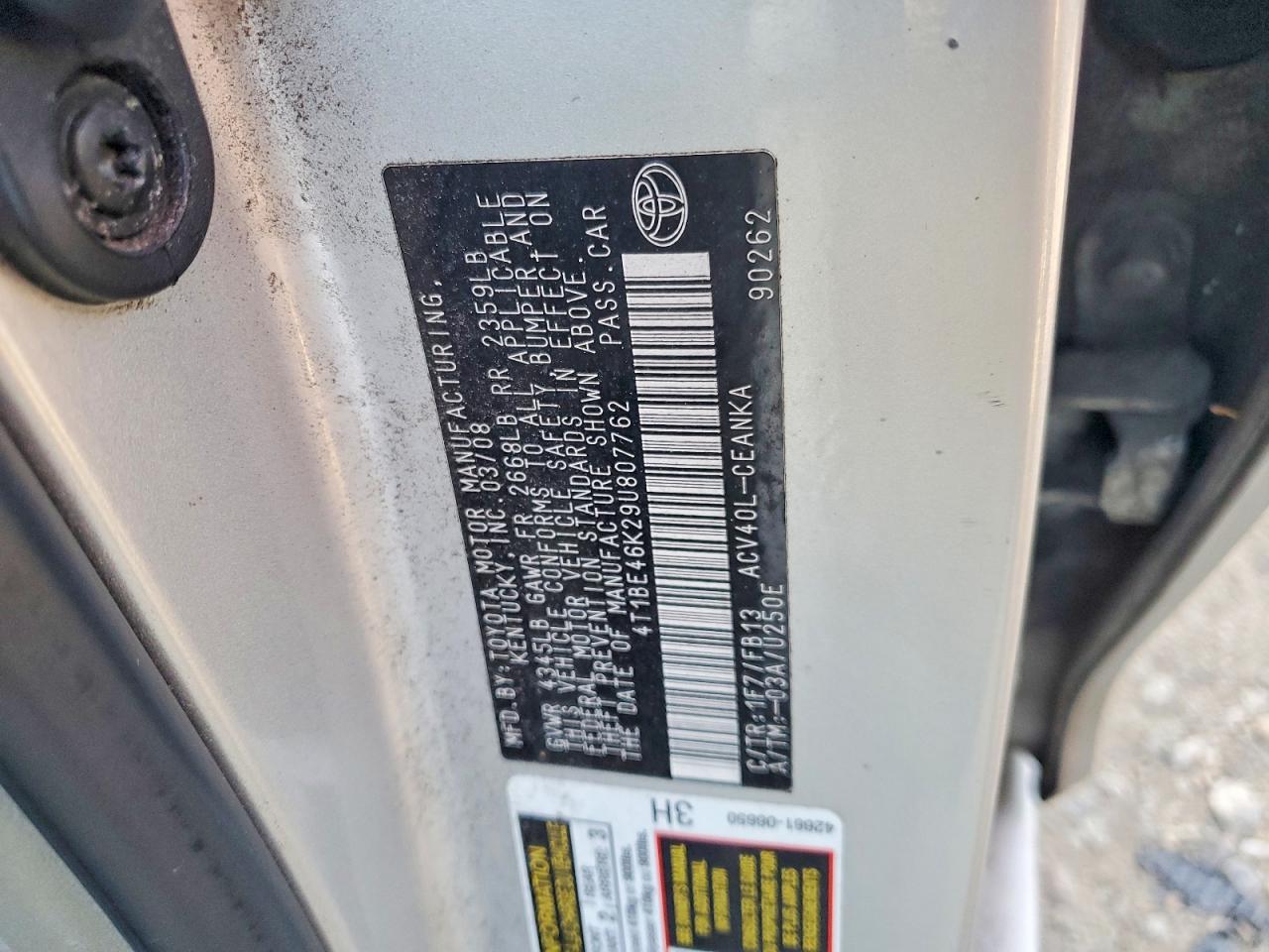 2009 Toyota Camry Le Серебряный vin: 4T1BE46K29U807762