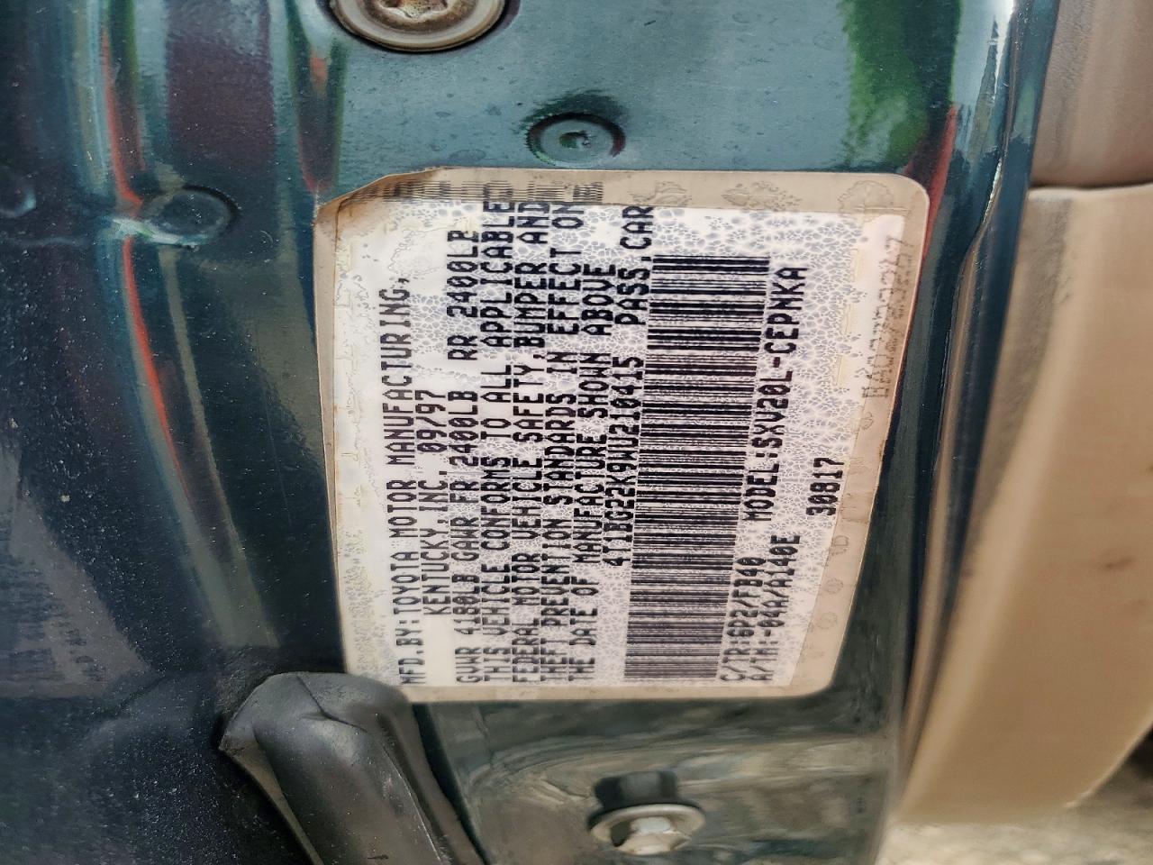 1998 Toyota Camry Le Green vin: 4T1BG22K9WU210415