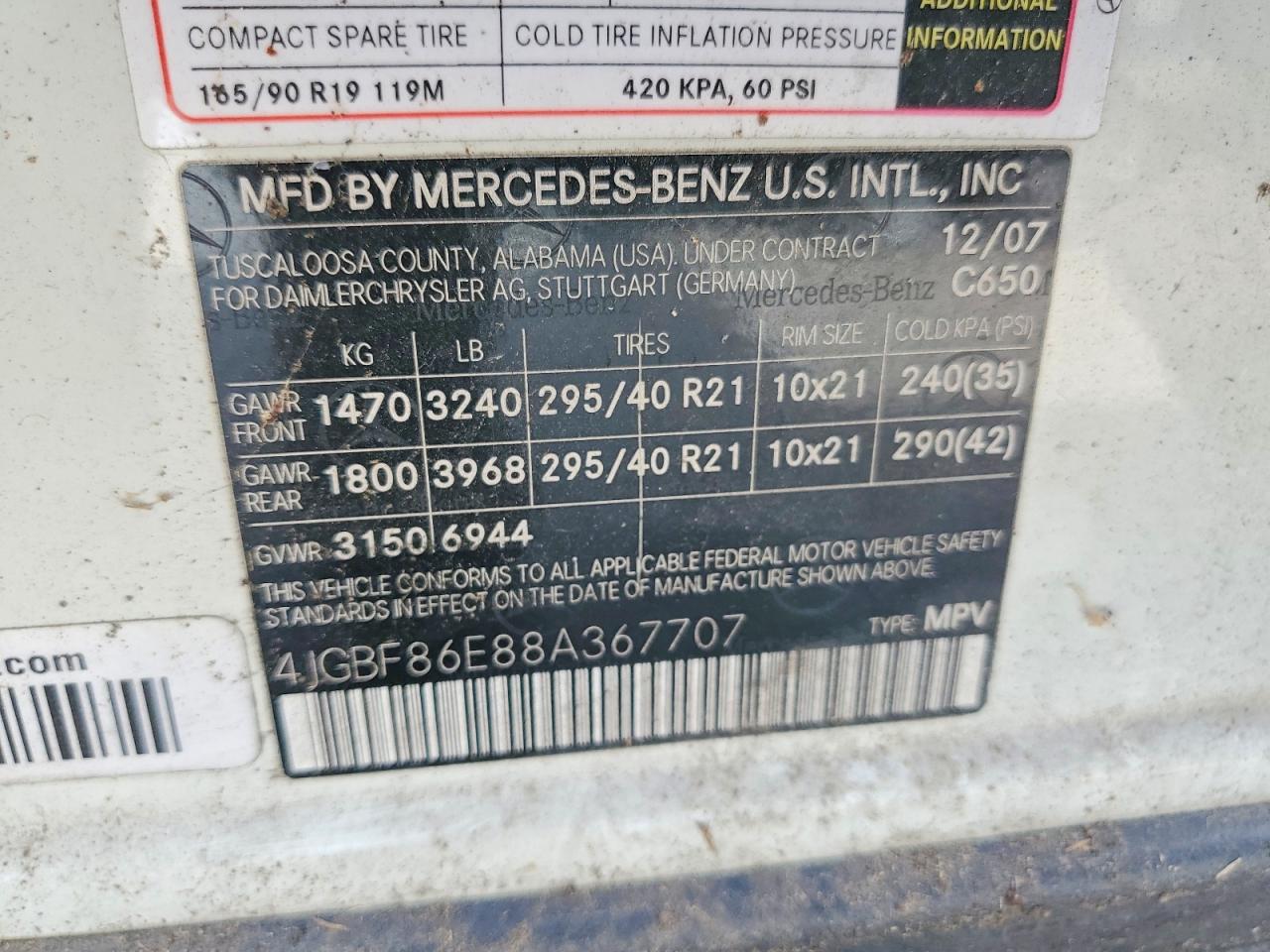 2008 Mercedes-benz Gl 550 4matic Белый vin: 4JGBF86E88A367707