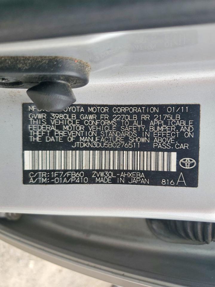 2011 Toyota Prius Two Silver vin: JTDKN3DU5B0276511