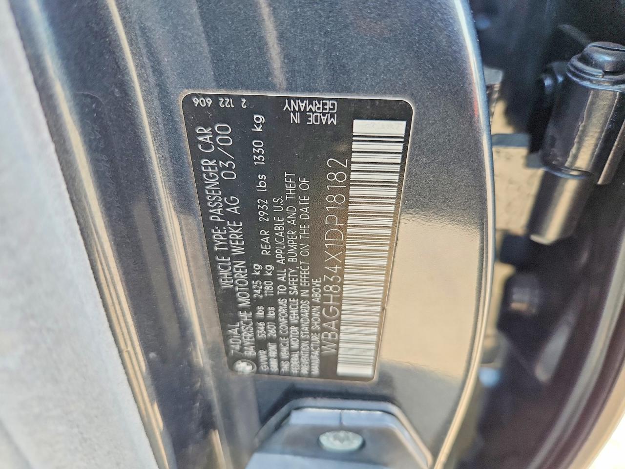 2001 Bmw 740 Il Серый vin: WBAGH834X1DP18182