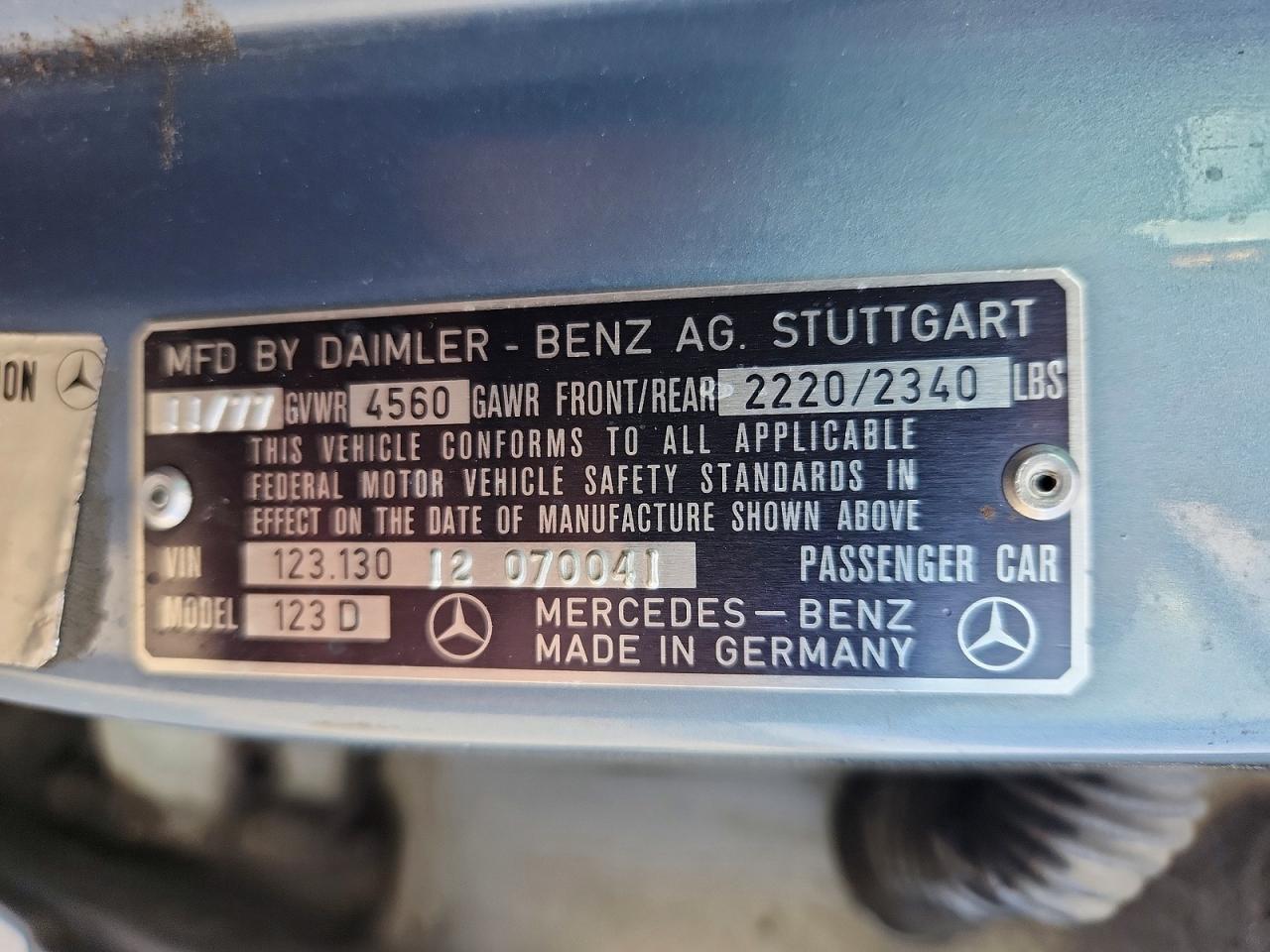 1978 Mercedes-benz 300d Синий vin: 12313012070041
