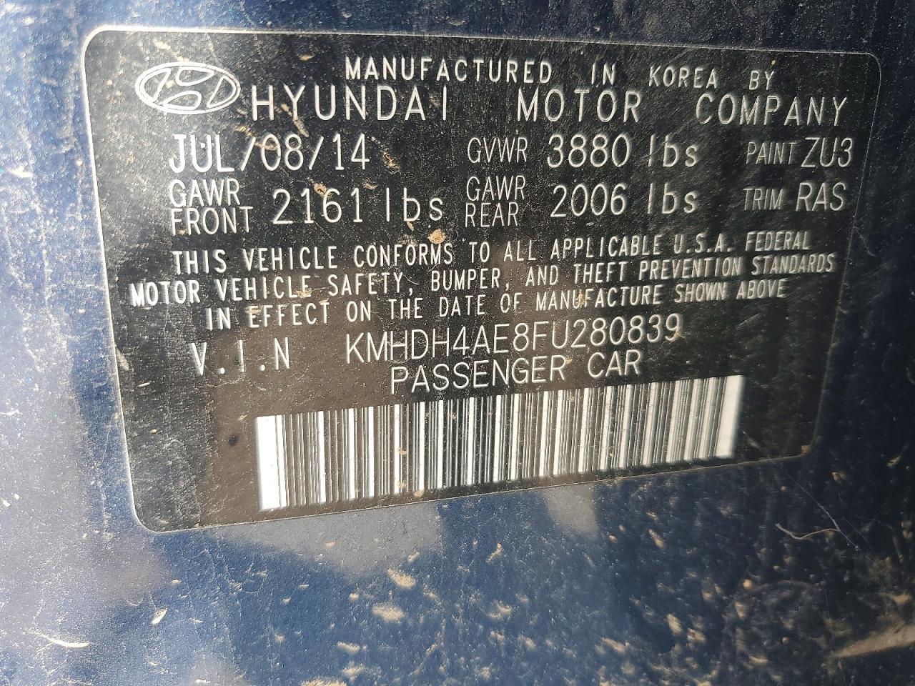 2015 Hyundai Elantra Se Синий vin: KMHDH4AE8FU280839