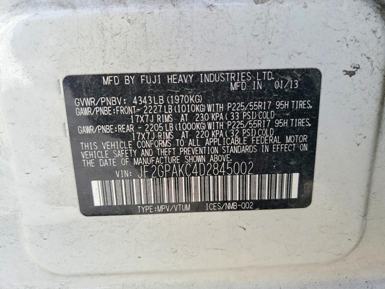 2013 Subaru Xv Crosstrek 2.0 Limited White vin: JF2GPAKC4D2845002