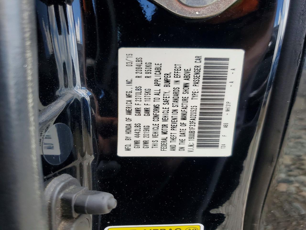 2015 Acura Tlx Black vin: 19UUB1F33FA020525
