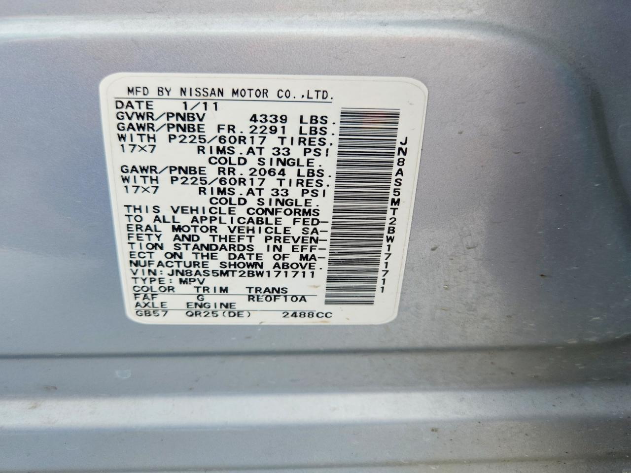 2011 Nissan Rogue S Blue vin: JN8AS5MT2BW171711