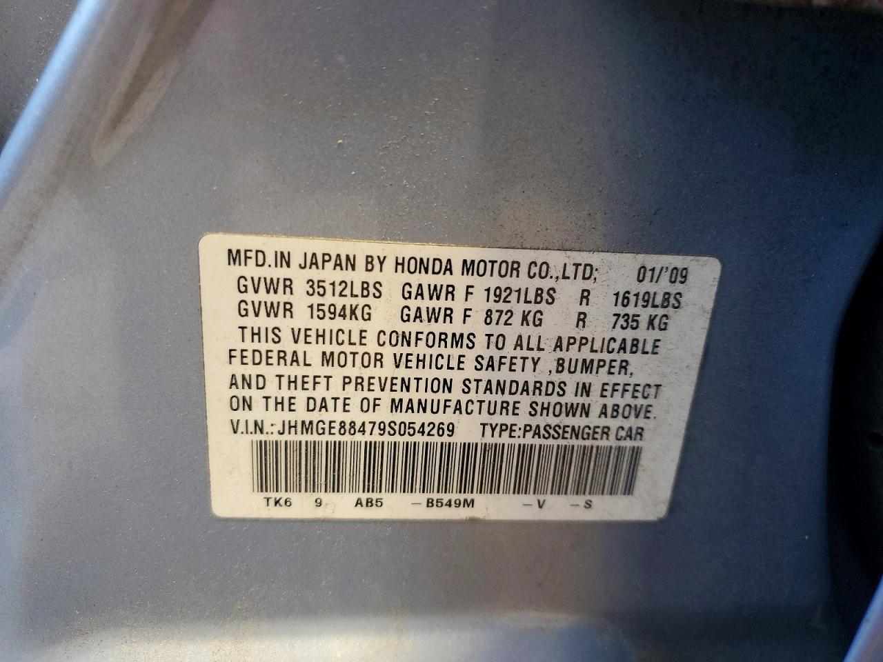 2009 Honda Fit Sport Silver vin: JHMGE88479S054269