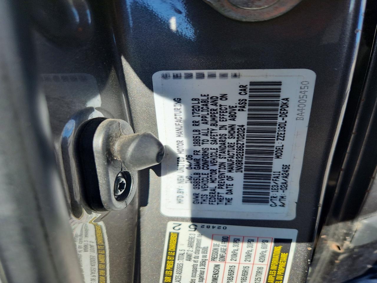 2006 Toyota Corolla Ce Gray vin: 1NXBR32E86Z702024