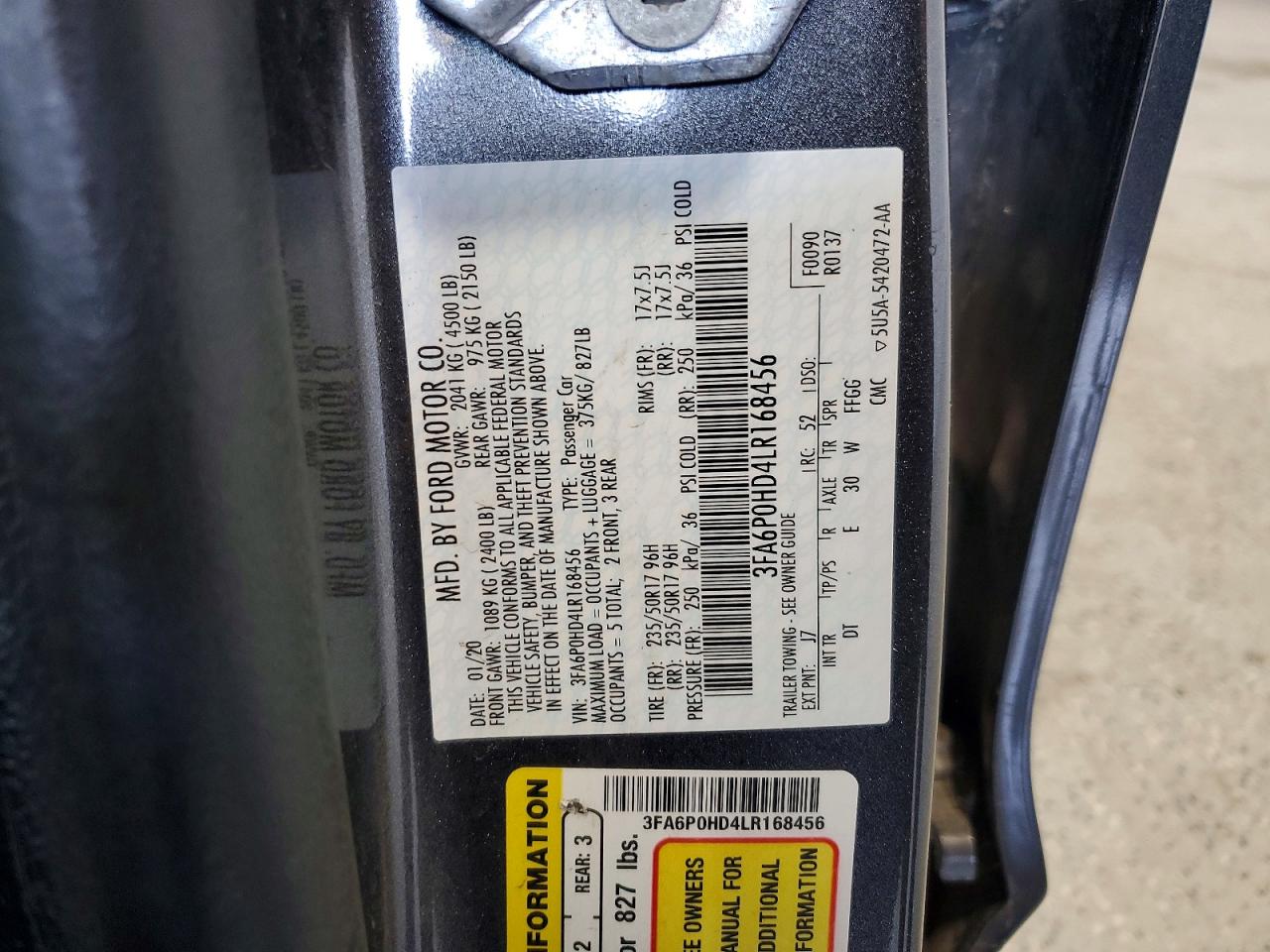 2020 Ford Fusion Se Gray vin: 3FA6P0HD4LR168456