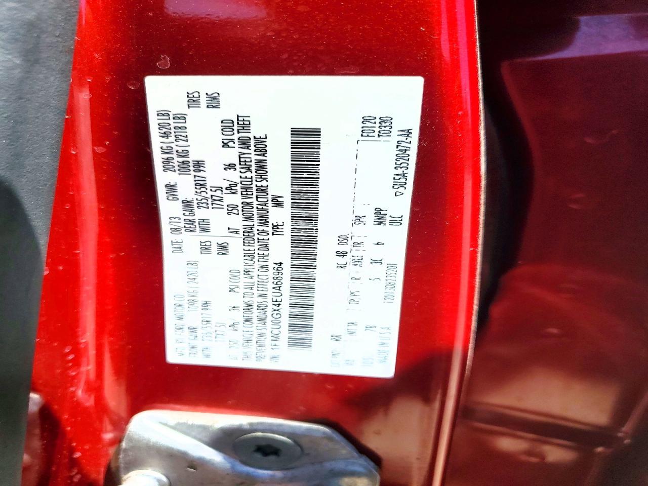 2014 Ford Escape Red vin: 1FMCU0GX4EUA68964
