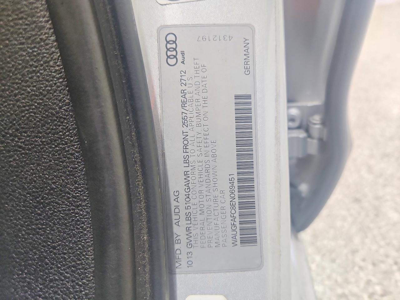 2014 Audi A6 Premium Plus Silver vin: WAUGFAFC8EN069451