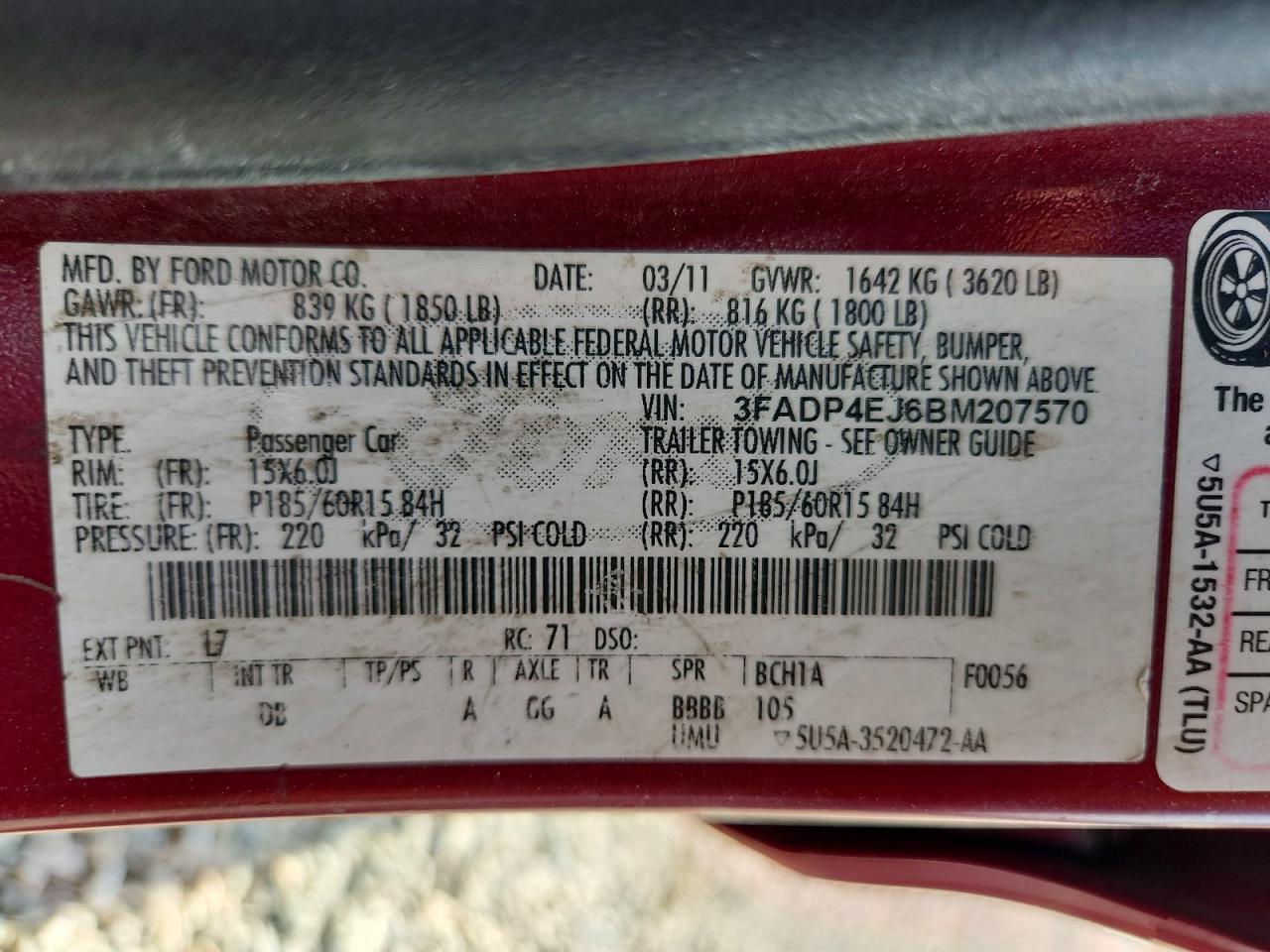 2011 Ford Fiesta Se Purple vin: 3FADP4EJ6BM207570