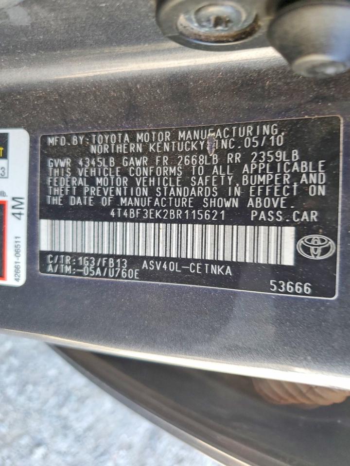 2011 Toyota Camry Le Charcoal vin: 4T4BF3EK2BR115621