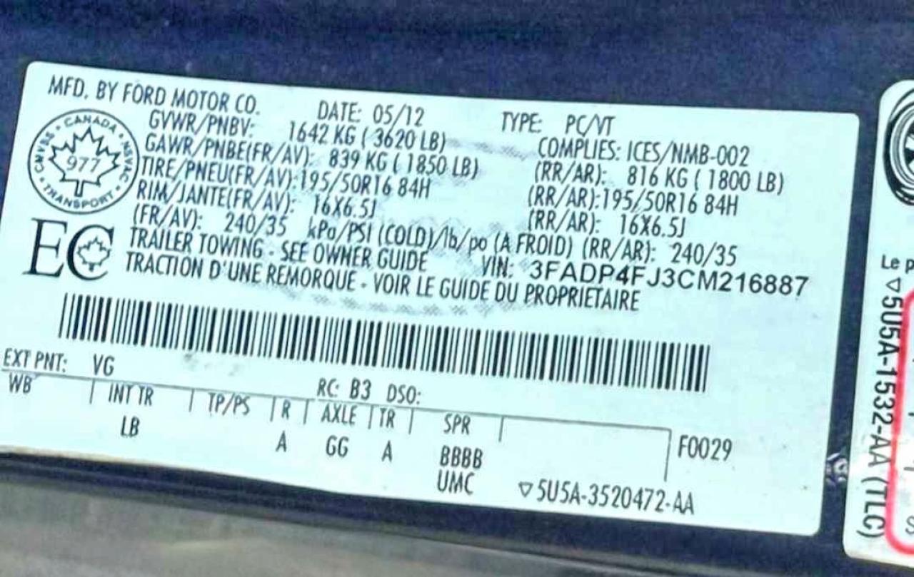 2012 Ford Fiesta Ses Black vin: 3FADP4FJ3CM216887