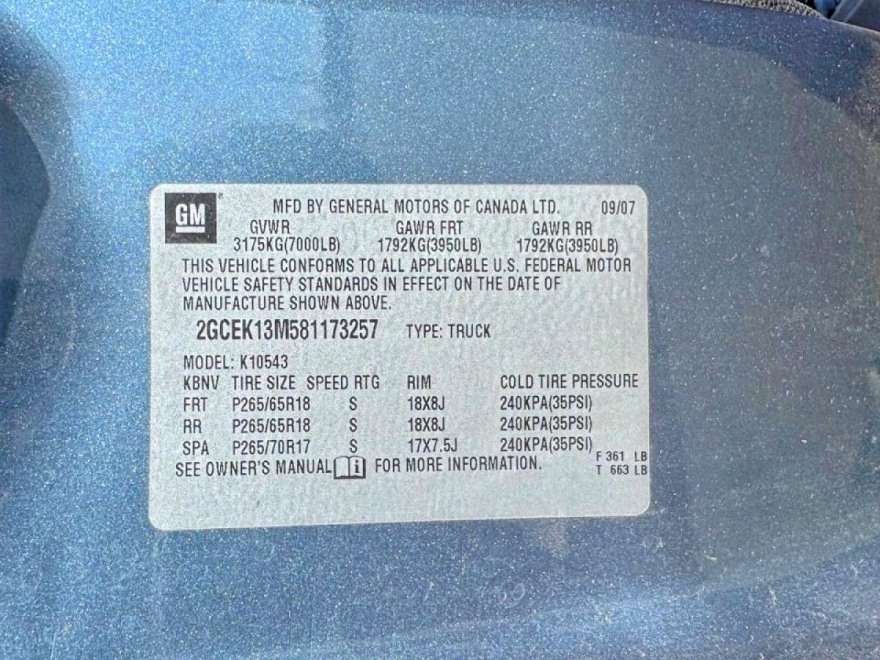 2008 Chevrolet Silverado K1500 Blue vin: 2GCEK13M581173257