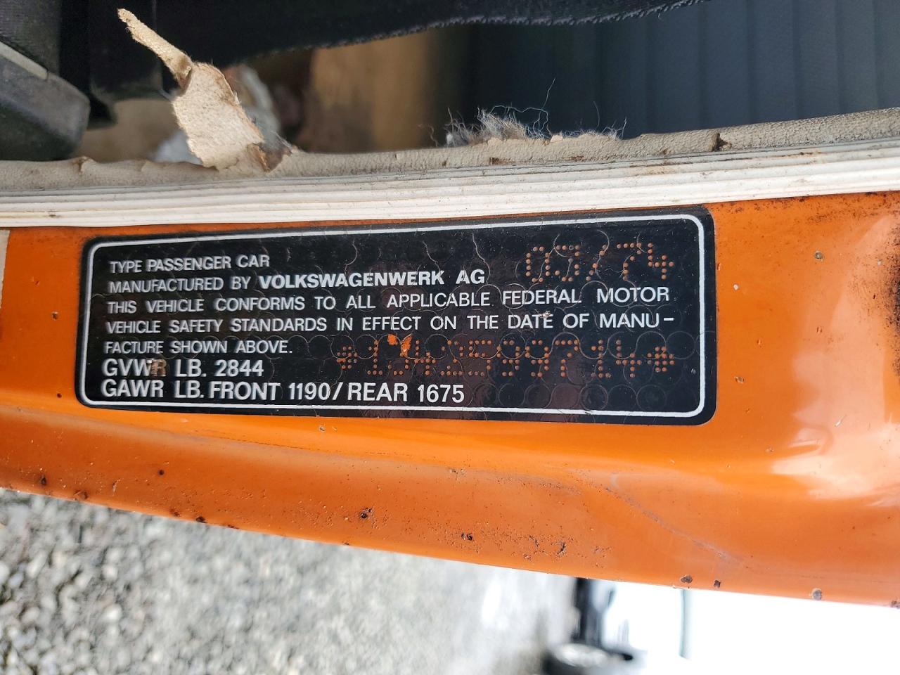 1974 Volkswagen Beatle Orange vin: 1342599714